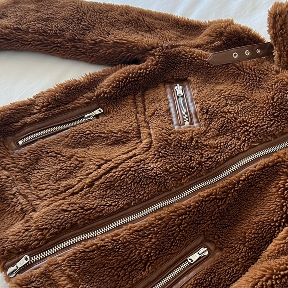 Avec Les Filles Brown Teddy Moto Jacket - Picture 7 of 10